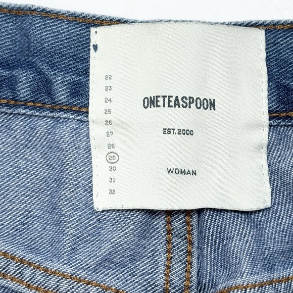 One Teaspoon Smiths Tailored Low Waist Denim Shorts Size 29 Festival Grunge - Picture 8 of 12